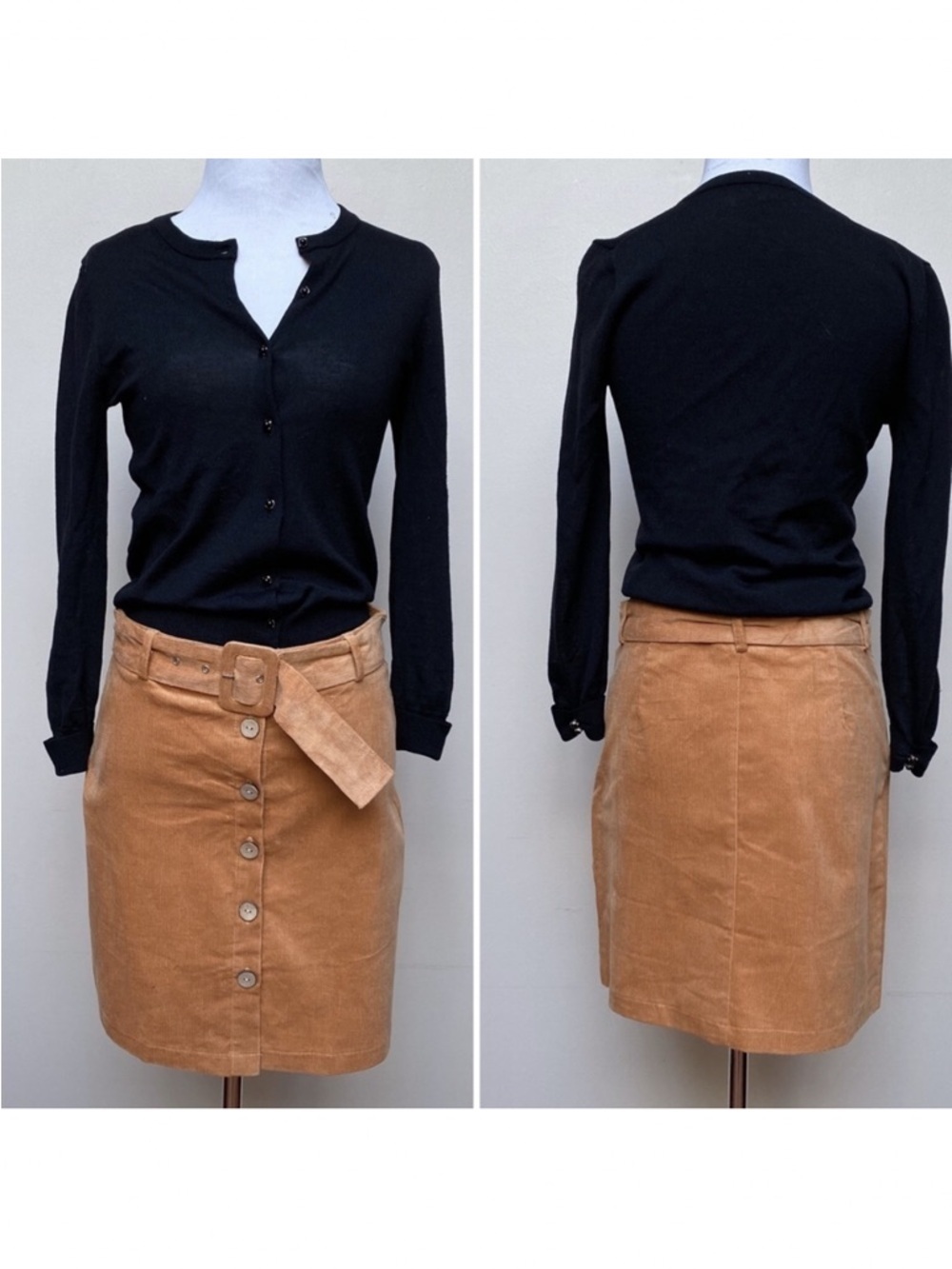 Chocolate Belted Corduroy Miniskirt - Camel‎
